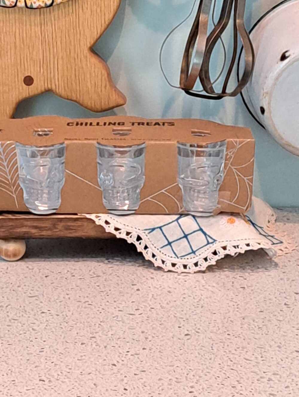 Clear Glass Skull Shotglass Set Of 6
